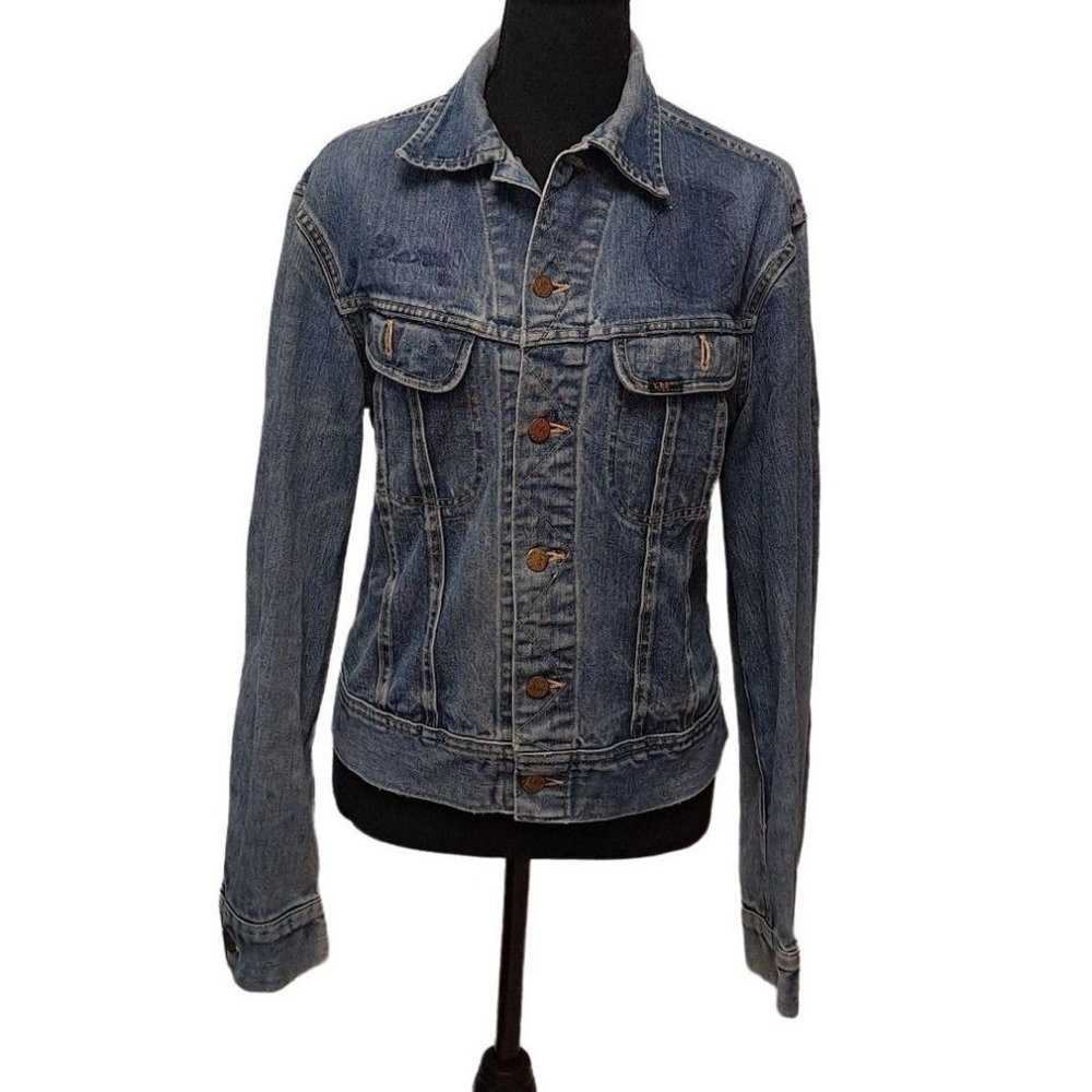 Vintage Lee Unisex 101-J Blue 100% Cotton Sanforized Denim Jacket Size Large 38